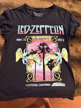Karma Black Tee with White Recycled Karma & Led Zeppelin Print
